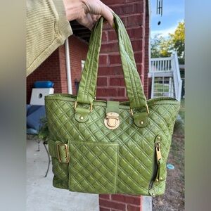 Vintage Y2K Marc Jacobs Green Ursula Quilted Leather Tote Bag